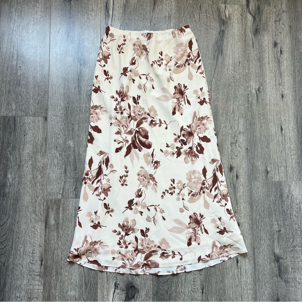 Faux Silk Column Maxi Skirt